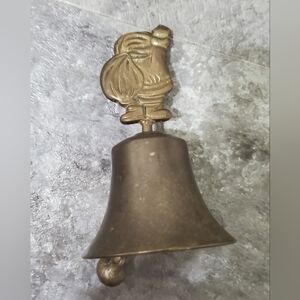 Vintage Brass Bell With Santa Claus Handle